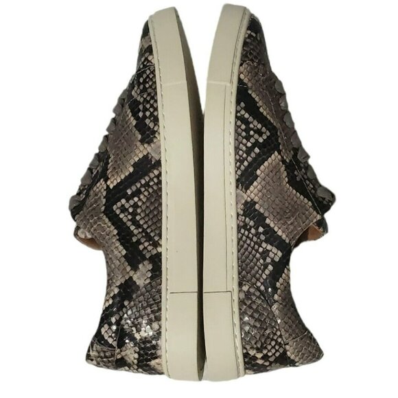 Frye Snakeskin Leather Sneaker Shoes Gym Italian Ivy Lace Black Gray Reptile 7 - Picture 7 of 16